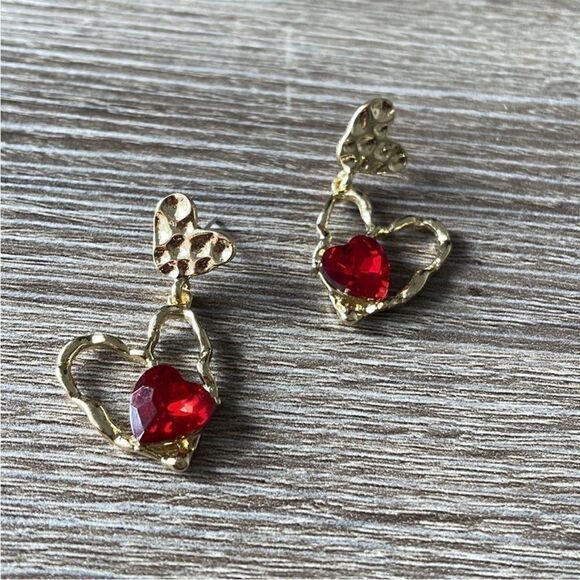 Vintage style heart earrings M251 - Picture 2 of 4
